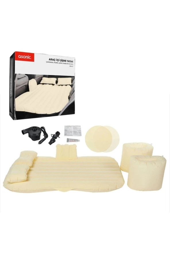 AsonicAs-a27 Elektrikli Çakmak Pompa+yastık Tamir Seti+çanta Hediyeli Araç Içi Şişme Yatak - 36193 - 3