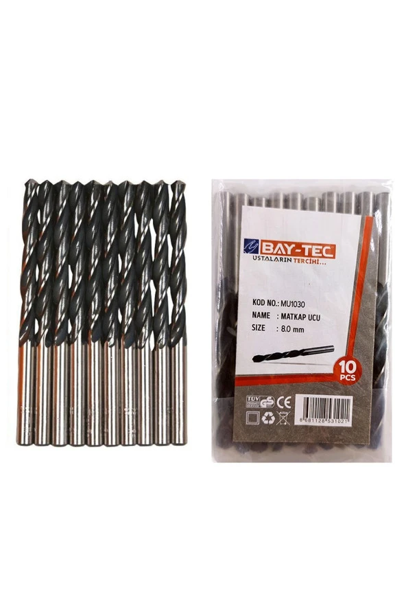 BaytecMatkap Ucu(10 ADET) Hss 8mm Siyah-Beyaz MU1030