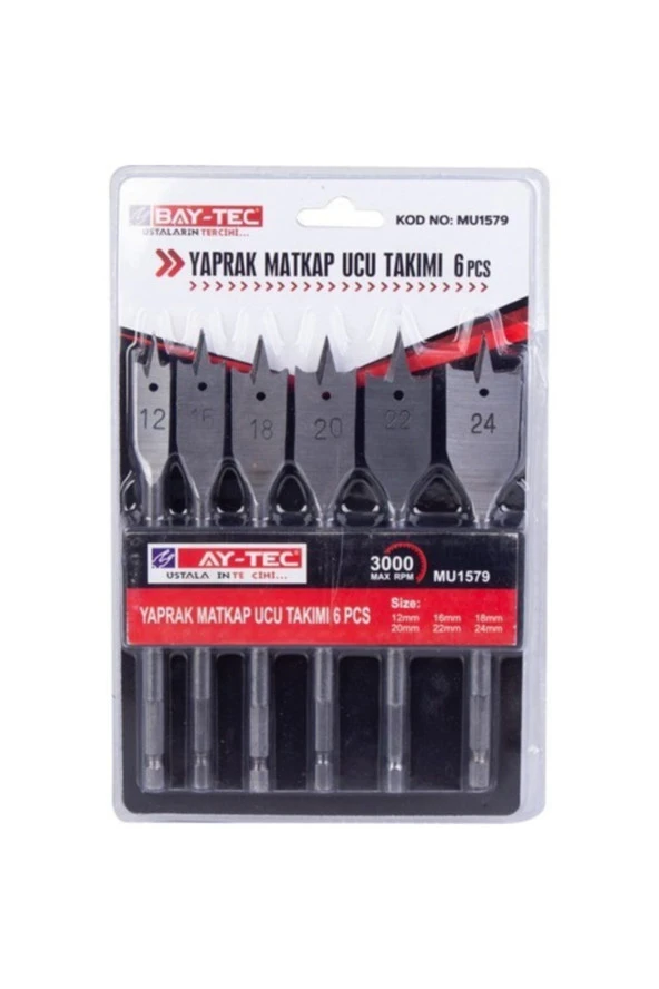 Baytec Bay-tec Mu1579 Yaprak Matkap Ucu Ahşap Delme Takımı Seti 6pcs pmravm