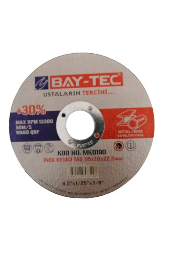 BaytecInox Kesici Taş Disk 115x1.0x22.2mm (10 ADET)