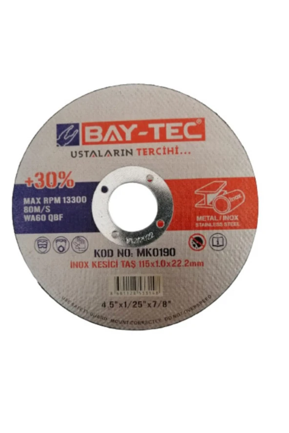 BaytecInox Kesici Taş Disk 115x1.0x22.2mm (10 ADET) - 2