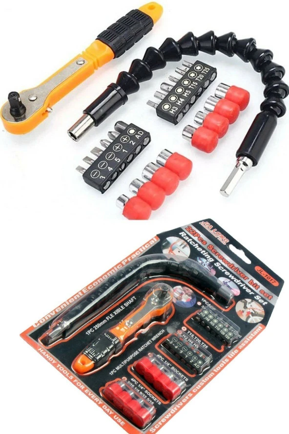 JIA LONGMobee Jia Long Jl-1017 22 Parça Tornavida Seti Esnek Kıvrılır Cırcır Kollu Lokma Seti Bits Uçlu - 2