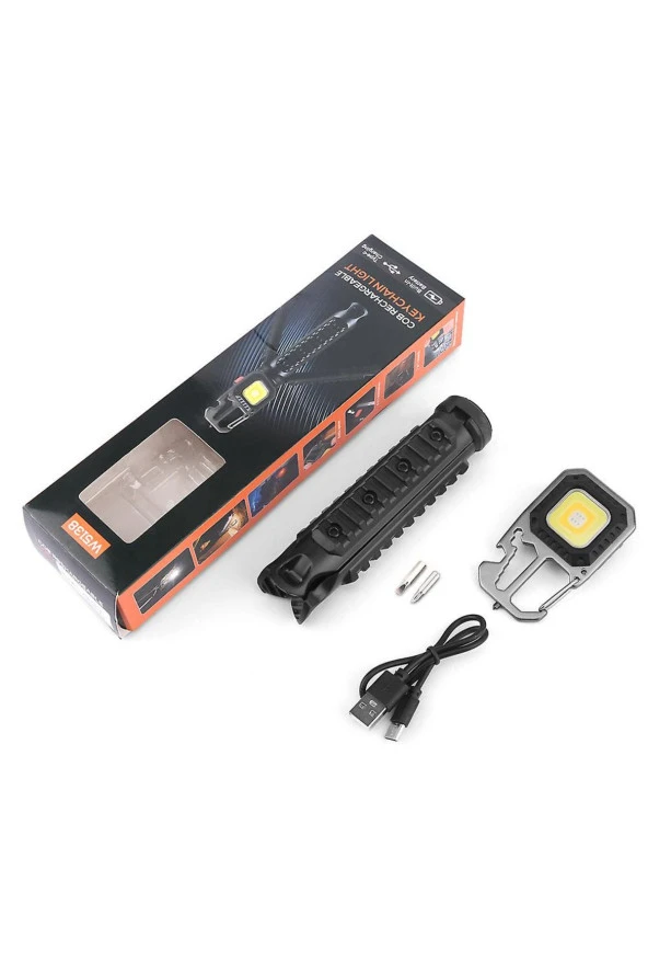 BrightW5138 Tornavida Şişe Açacağı Cam Kıracaklı Tripotlu Type-C Şarjlı Kamp ve Anahtarlık Feneri - 2