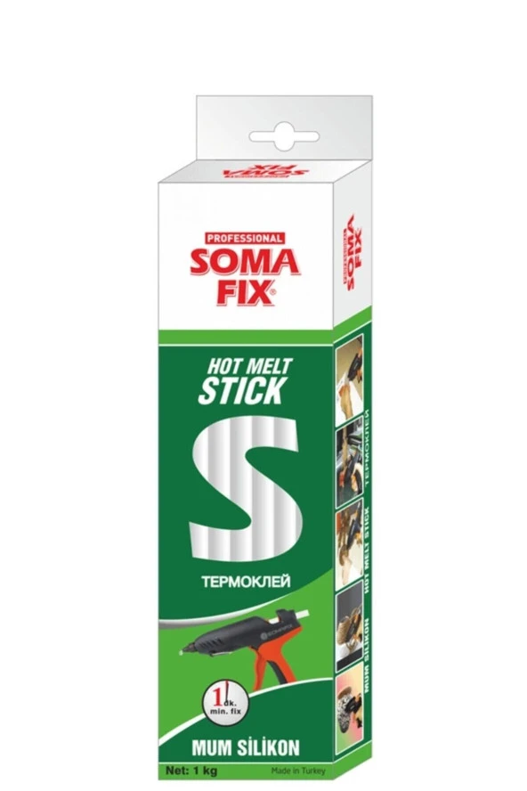 Somafix1 kg 11.3x300 Mm Kalın Somafıx Mum Silikon Çubuk Sıcak Şeffaf - 2