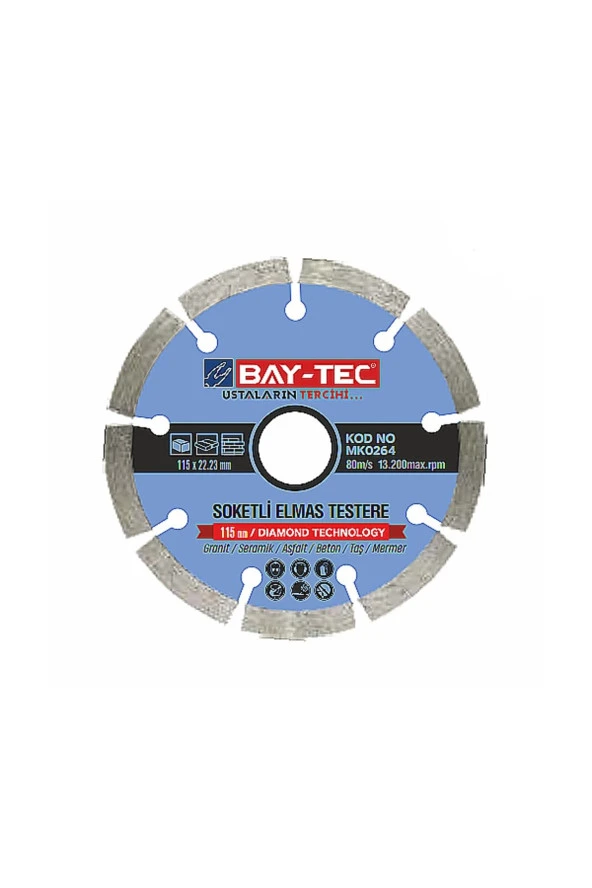 BaytecSoketli Elmas Testere 115x22.23mm Mk0264