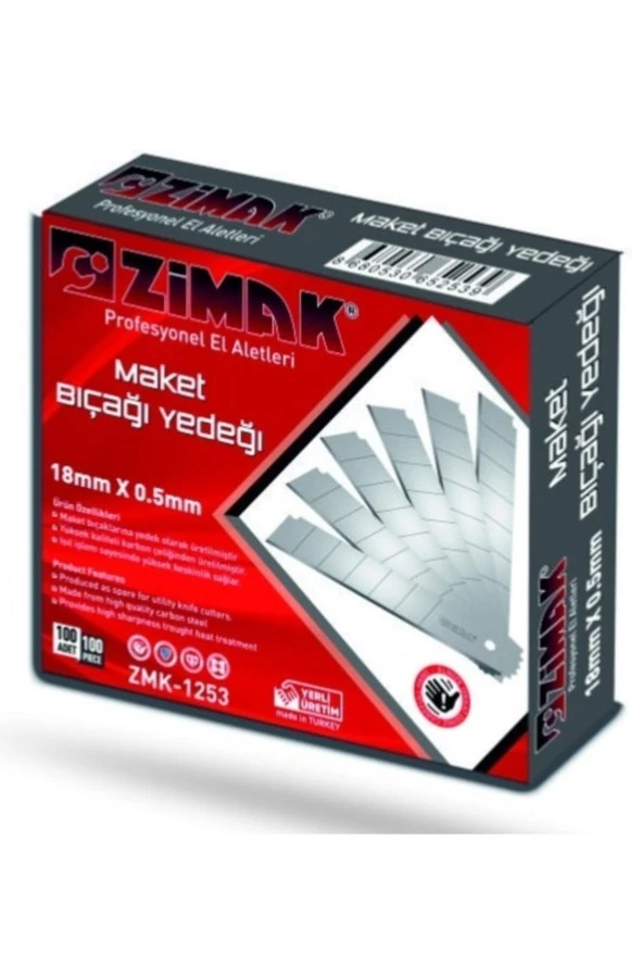 zimakGeniş Maket Bıçağı Yedeği 100 Adet Zmk-1253
