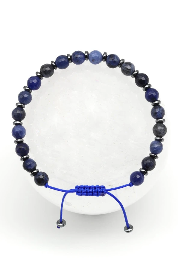 Dumortiorite Doğal Taş Makrome Örme Bileklik Fasetli Küre Kesim ürün görseli