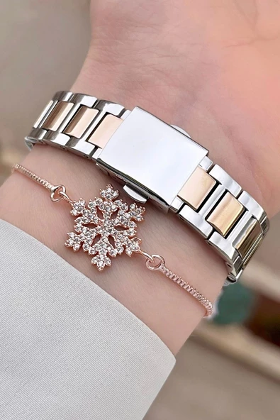 Ferrucci FCISTE274 Rose Gümüş Renk Hediye Paketli Kadın Kol Saati ve Bileklik - Resim 5