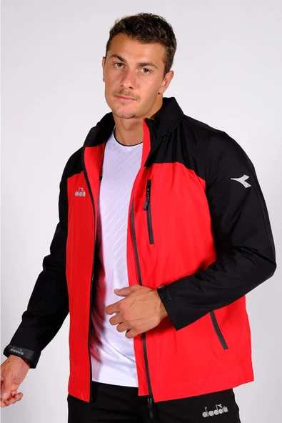 Diadora Elite - Erkek Siyah-Kırmızı Su Geçirmez Spor Yağmurluk - 44YĞM10ELT - 3