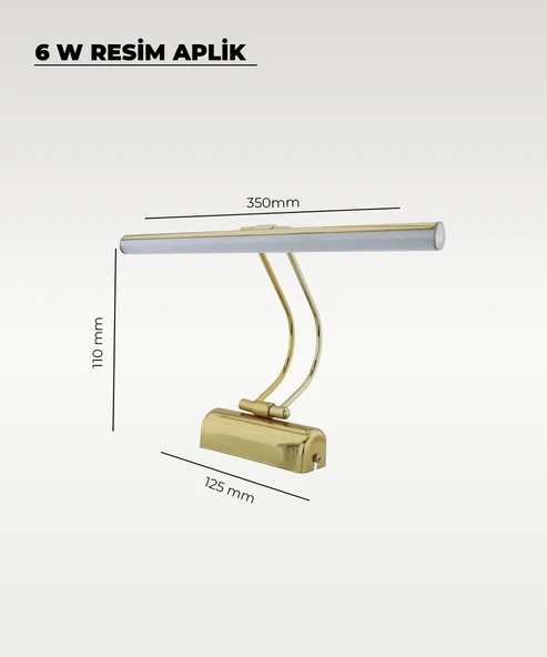 6W Gold Flüt Aplik 6500K / Beyaz Işık - Resim 2