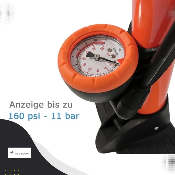XBYC 9017 Göstergeli Ayaklı Bisiklet Pompası 160PSI Yüksek Basınçlı Pompa - 5