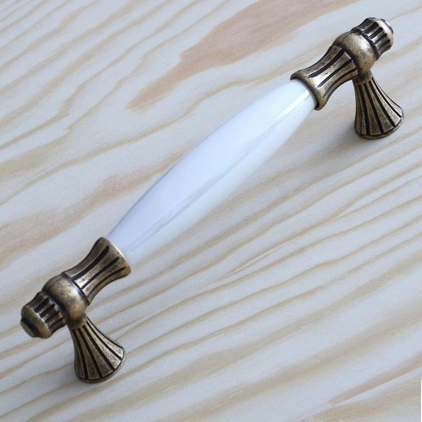 Gerçek Sedef Eskitme Antik Sarı (160 mm-16.0 cm) Mobilya Mutfak Çekmece Dolap Kulpu Kulbu Kulpları - Resim 6