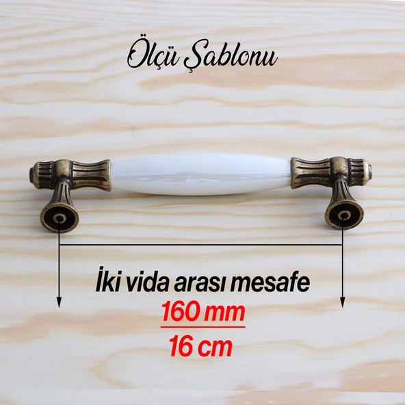 Gerçek Sedef Eskitme Antik Sarı (160 mm-16.0 cm) Mobilya Mutfak Çekmece Dolap Kulpu Kulbu Kulpları - Resim 4