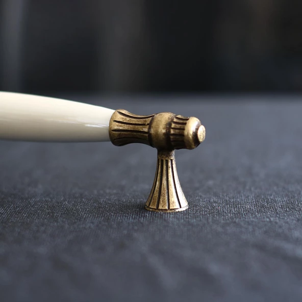 Gerçek Sedef Eskitme Antik Sarı (160 mm-16.0 cm) Mobilya Mutfak Çekmece Dolap Kulpu Kulbu Kulpları - Resim 3