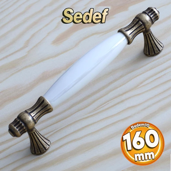 Gerçek Sedef Eskitme Antik Sarı (160 mm-16.0 cm) Mobilya Mutfak Çekmece Dolap Kulpu Kulbu Kulpları ürün görseli