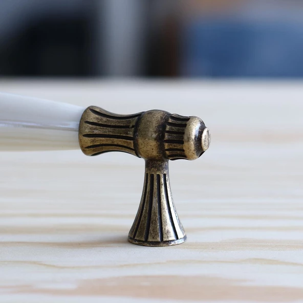 Gerçek Sedef Eskitme Antik Sarı (160 mm-16.0 cm) Mobilya Mutfak Çekmece Dolap Kulpu Kulbu Kulpları - Resim 7