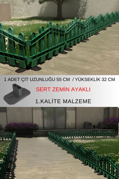 Dekoratif Plastik Alan Oluşturma ve Bahçe Çiti 1 ADET ÇİT (Y: 32 CM / G: 55 CM) SERT ZEMİN AYAKLI - 4