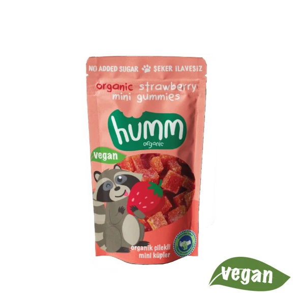 Humm Organik Çilekli Glutensiz Vegan Mini Küpler 30 Gr