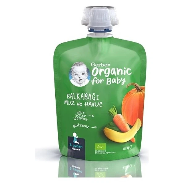 Gerber Organik Balkabağı Muz ve Havuç Püresi 90 Gr