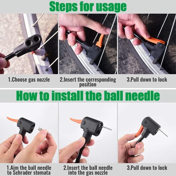 XBYC 9022 Göstergeli Mini El Ve Ayak Şişirmeli Bisiklet Pompası Yüksek Basınçlı Pompa - 4