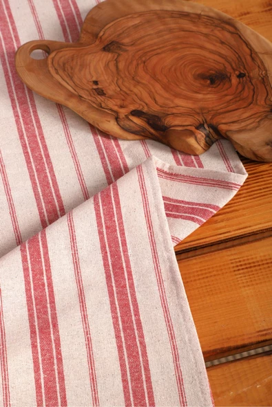 Bordo Çizgili Püsküllü Runner Masa Örtüsü(45 x 150) - 3