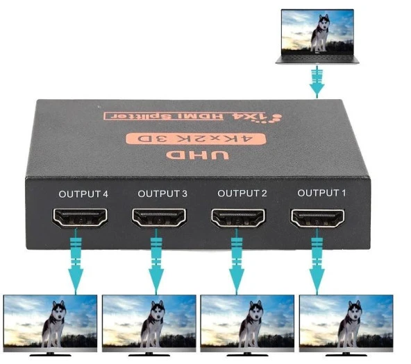 4 Port Uhd 4k Hdmi Switch Ekran Monitör Splitter Çoklayıcı Çoğaltıcı - Resim 4