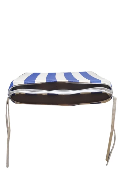 Mi̇rzade 4 Adet Eli̇t Su Geçi̇rmez Yüksek Arkali Mi̇nder-Mavi̇/Krem | 4’lü Su Geçirmez Yüksek Arkalı Sandalye Minderi – Fermuarlı - Resim 6