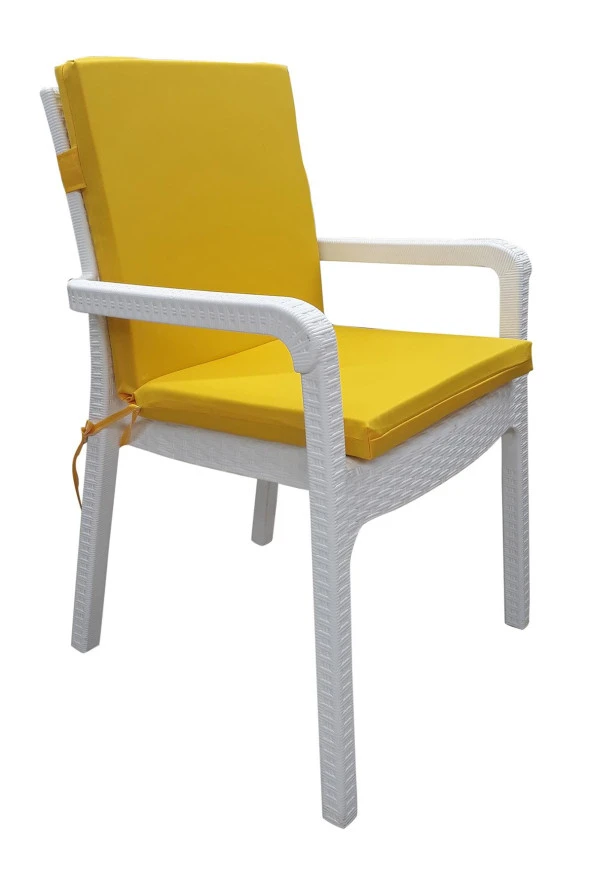 Mi̇rzade 4 Adet Eli̇t Su Geçi̇rmez Yüksek Arkali Mi̇nder-Sari | 4’lü Su Geçirmez Yüksek Arkalı Sandalye Minderi – Fermuarlı - Resim 2