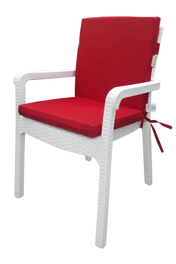 Mi̇rzade 4 Adet Eli̇t Su Geçi̇rmez Yüksek Arkali Mi̇nder-Kirmizi | 4’lü Su Geçirmez Yüksek Arkalı Sandalye Minderi – Fermuarlı - Resim 3