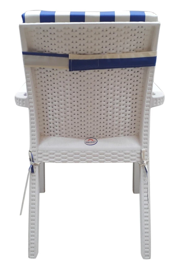 Mi̇rzade 4 Adet Eli̇t Su Geçi̇rmez Yüksek Arkali Mi̇nder-Mavi̇/Krem | 4’lü Su Geçirmez Yüksek Arkalı Sandalye Minderi – Fermuarlı - Resim 5