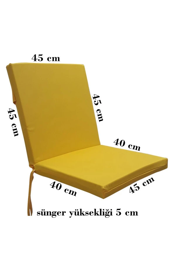 Mi̇rzade 4 Adet Eli̇t Su Geçi̇rmez Yüksek Arkali Mi̇nder-Sari | 4’lü Su Geçirmez Yüksek Arkalı Sandalye Minderi – Fermuarlı - Resim 6