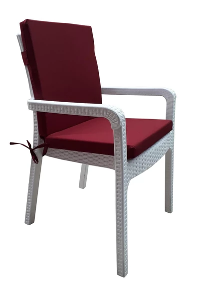 Mi̇rzade 4 Adet Eli̇t Su Geçi̇rmez Yüksek Arkali Mi̇nder-Bordo | 4’lü Su Geçirmez Yüksek Arkalı Sandalye Minderi – Fermuarlı - Resim 2