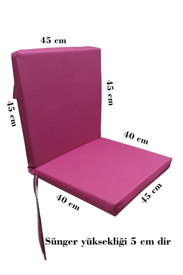 Mi̇rzade 4 Adet Eli̇t Su Geçi̇rmez Yüksek Arkali Mi̇nder-Bordo | 4’lü Su Geçirmez Yüksek Arkalı Sandalye Minderi – Fermuarlı - Resim 7