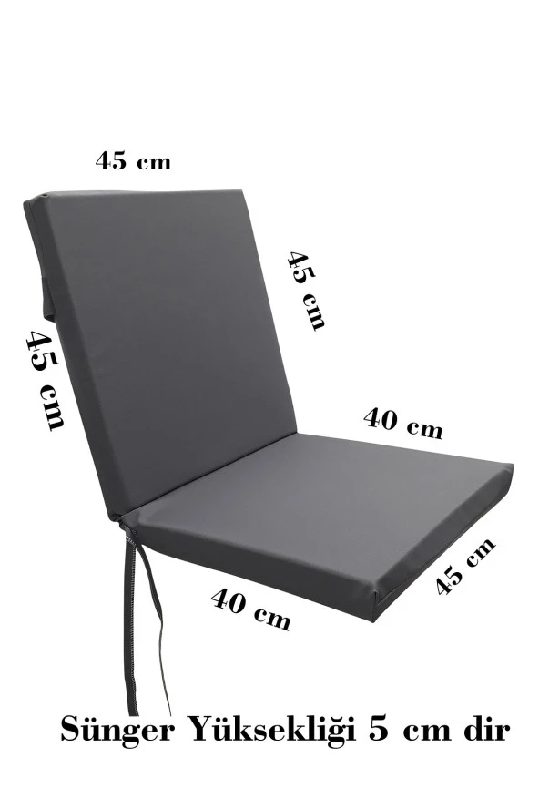 Mi̇rzade 4 Adet Eli̇t Su Geçi̇rmez Yüksek Arkali Mi̇nder-Koyu Gri̇ | 4’lü Su Geçirmez Yüksek Arkalı Sandalye Minderi – Fermuarlı - Resim 7