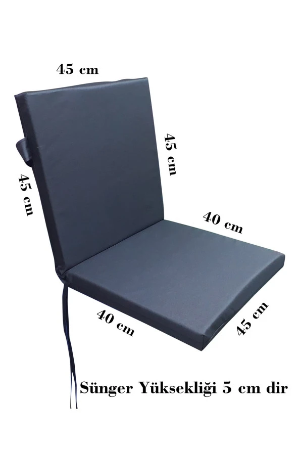 Mi̇rzade 4 Adet Eli̇t Su Geçi̇rmez Yüksek Arkali Mi̇nder-Si̇yah | 4’lü Su Geçirmez Yüksek Arkalı Sandalye Minderi – Fermuarlı - Resim 7