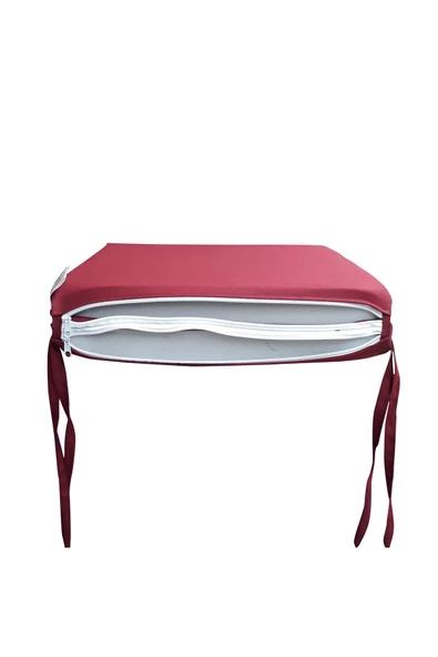 Mi̇rzade 4 Adet Eli̇t Su Geçi̇rmez Yüksek Arkali Mi̇nder-Bordo | 4’lü Su Geçirmez Yüksek Arkalı Sandalye Minderi – Fermuarlı - Resim 6