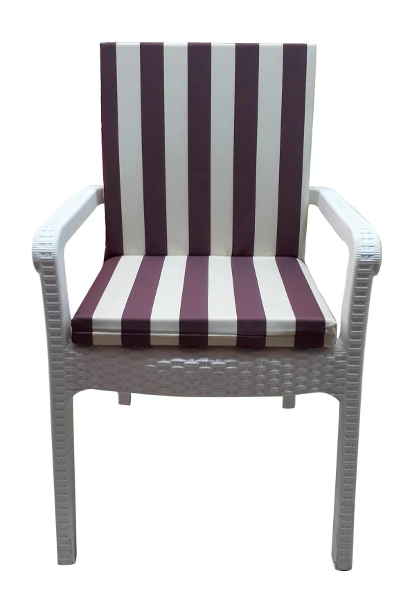 Mi̇rzade 4 Adet Eli̇t Su Geçi̇rmez Yüksek Arkali Mi̇nder-Bordo/Krem | 4’lü Su Geçirmez Yüksek Arkalı Sandalye Minderi – Fermuarlı ürün görseli