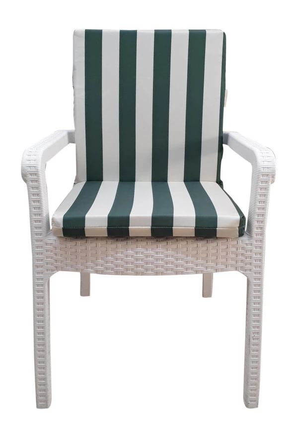 Mi̇rzade 4 Adet Eli̇t Su Geçi̇rmez Yüksek Arkali Mi̇nder-Yeşi̇l/Krem | 4’lü Su Geçirmez Yüksek Arkalı Sandalye Minderi – Fermuarlı ürün görseli