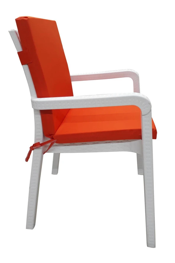 Mi̇rzade 4 Adet Eli̇t Su Geçi̇rmez Yüksek Arkali Mi̇nder-Turuncu | 4’lü Su Geçirmez Yüksek Arkalı Sandalye Minderi – Fermuarlı - Resim 4