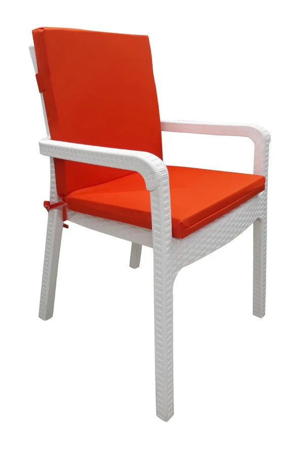 Mi̇rzade 6 Adet Eli̇t Su Geçi̇rmez Yüksek Arkali Mi̇nder-Turuncu | 6’lı Su Geçirmez Yüksek Arkalı Sandalye Minderi – Fermuarlı - Resim 2