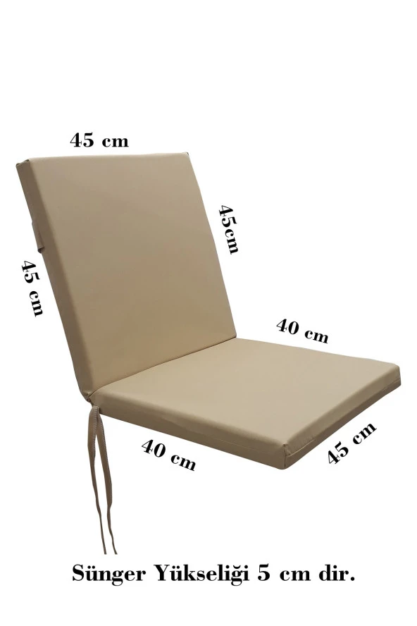 Mi̇rzade 4 Adet Eli̇t Su Geçi̇rmez Yüksek Arkali Mi̇nder-Açik Bej | 4’lü Su Geçirmez Yüksek Arkalı Sandalye Minderi – Fermuarlı - Resim 7