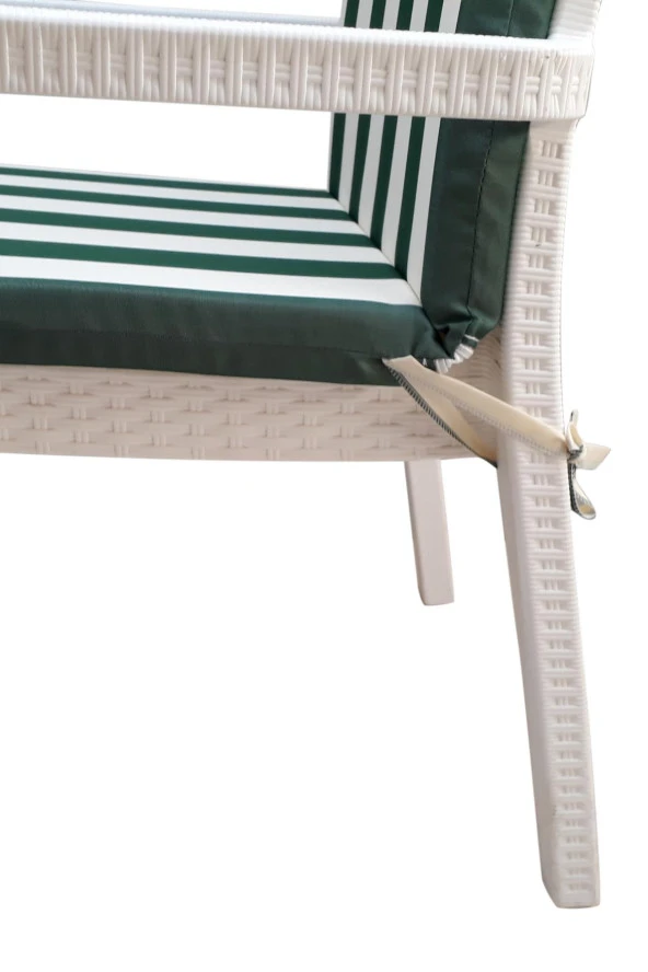 Mi̇rzade 6 Adet Eli̇t Su Geçi̇rmez Yüksek Arkali Mi̇nder-Yeşi̇l/Krem | 6’lı Su Geçirmez Yüksek Arkalı Sandalye Minderi – Fermuarlı - Resim 4