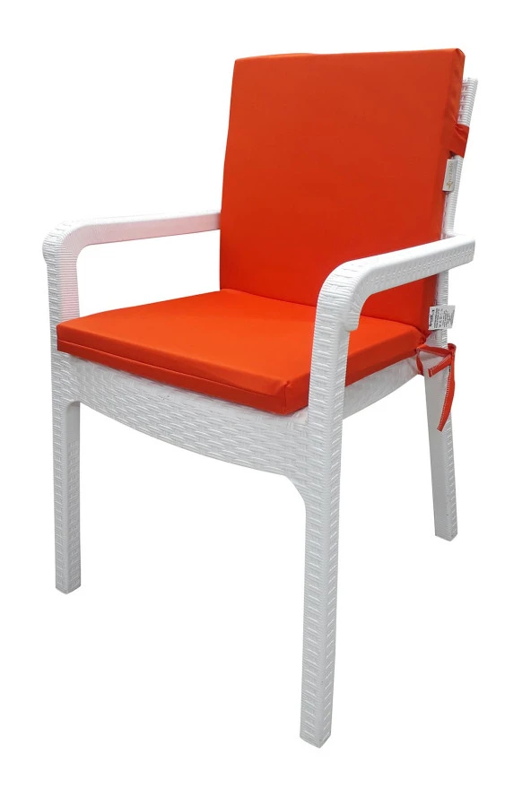 Mi̇rzade 6 Adet Eli̇t Su Geçi̇rmez Yüksek Arkali Mi̇nder-Turuncu | 6’lı Su Geçirmez Yüksek Arkalı Sandalye Minderi – Fermuarlı - Resim 3