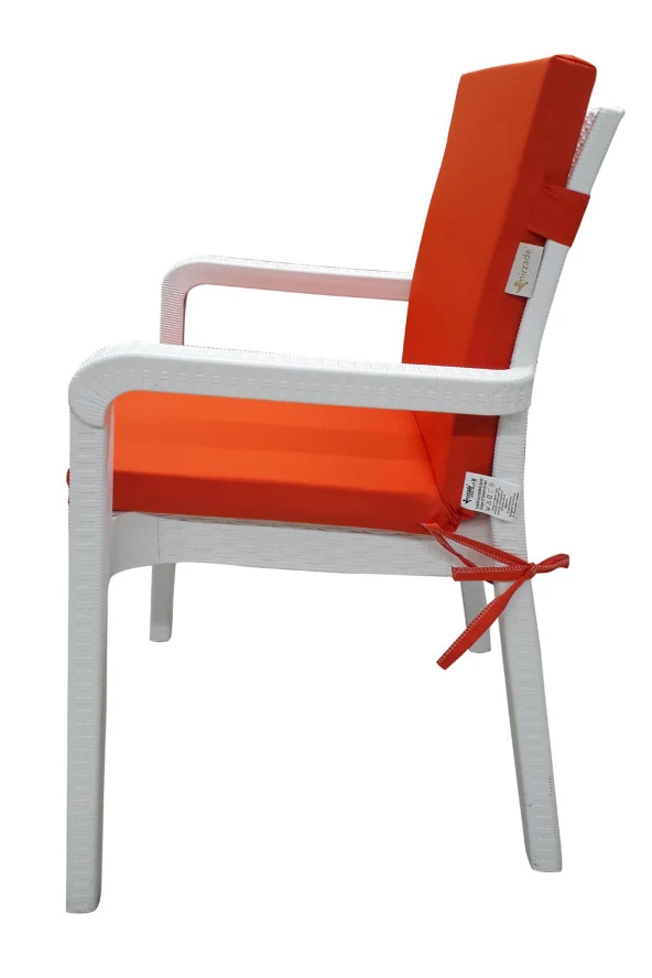 Mi̇rzade 6 Adet Eli̇t Su Geçi̇rmez Yüksek Arkali Mi̇nder-Turuncu | 6’lı Su Geçirmez Yüksek Arkalı Sandalye Minderi – Fermuarlı - Resim 4