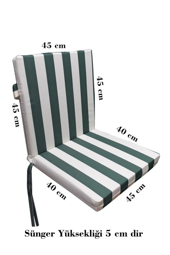 Mi̇rzade 4 Adet Eli̇t Su Geçi̇rmez Yüksek Arkali Mi̇nder-Yeşi̇l/Krem | 4’lü Su Geçirmez Yüksek Arkalı Sandalye Minderi – Fermuarlı - Resim 8