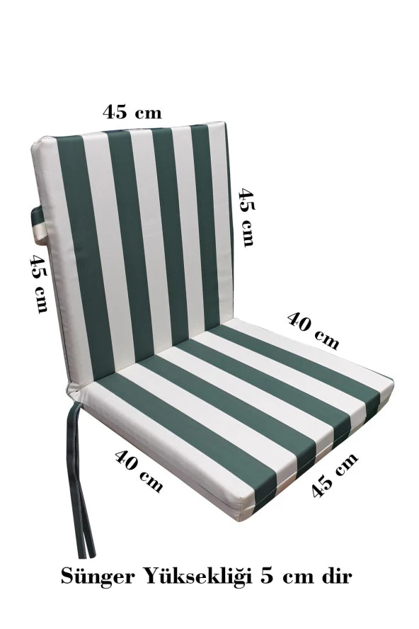Mi̇rzade 6 Adet Eli̇t Su Geçi̇rmez Yüksek Arkali Mi̇nder-Yeşi̇l/Krem | 6’lı Su Geçirmez Yüksek Arkalı Sandalye Minderi – Fermuarlı - Resim 7