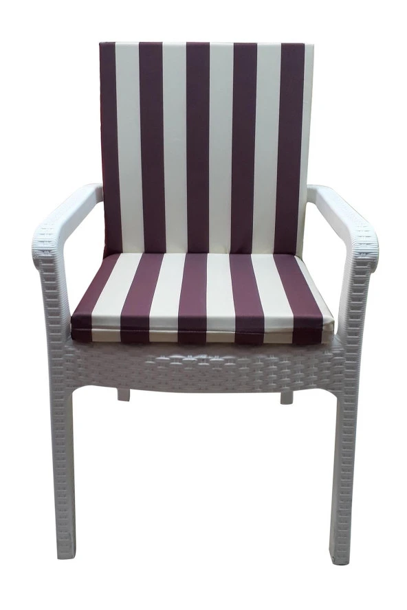 Mi̇rzade 6 Adet Eli̇t Su Geçi̇rmez Yüksek Arkali Mi̇nder-Bordo/Krem | 6’lı Su Geçirmez Yüksek Arkalı Sandalye Minderi – Fermuarlı ürün görseli