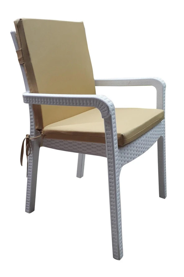 Mi̇rzade 6 Adet Eli̇t Su Geçi̇rmez Yüksek Arkali Mi̇nder-Açik Bej | 6’lı Su Geçirmez Yüksek Arkalı Sandalye Minderi – Fermuarlı - Resim 2