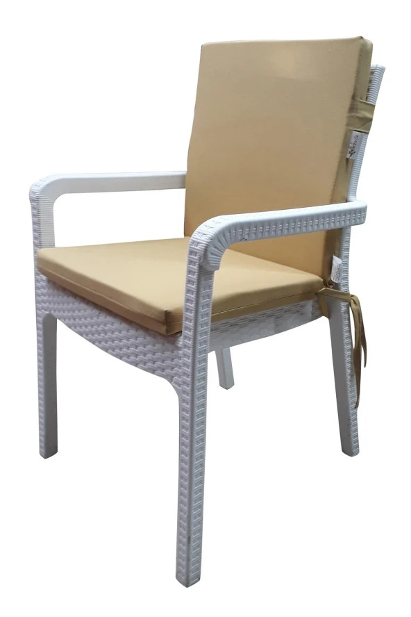 Mi̇rzade 6 Adet Eli̇t Su Geçi̇rmez Yüksek Arkali Mi̇nder-Açik Bej | 6’lı Su Geçirmez Yüksek Arkalı Sandalye Minderi – Fermuarlı - Resim 3