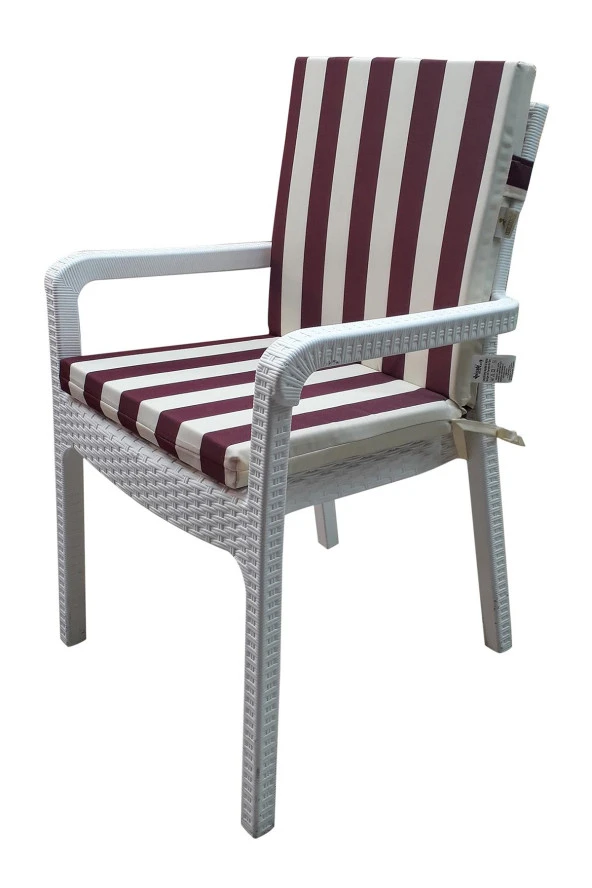 Mi̇rzade 6 Adet Eli̇t Su Geçi̇rmez Yüksek Arkali Mi̇nder-Bordo/Krem | 6’lı Su Geçirmez Yüksek Arkalı Sandalye Minderi – Fermuarlı - Resim 3